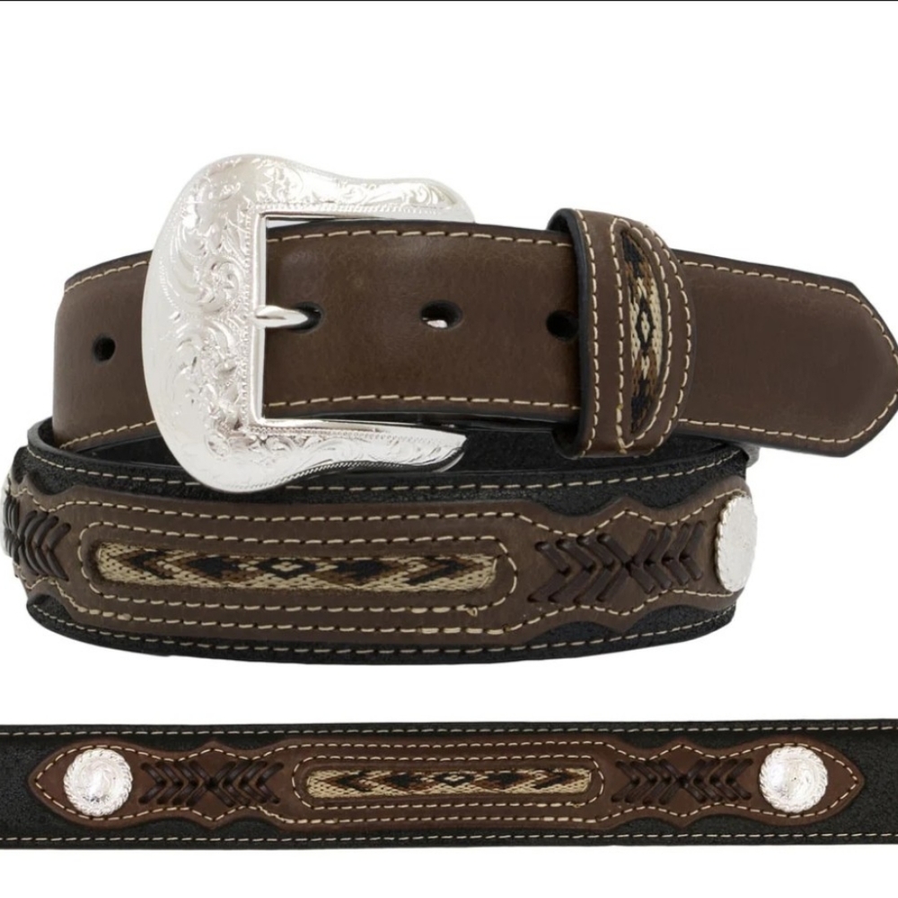 Men's New Nocona Inlay And Conchos Genuine Leather Belt (N2475701)